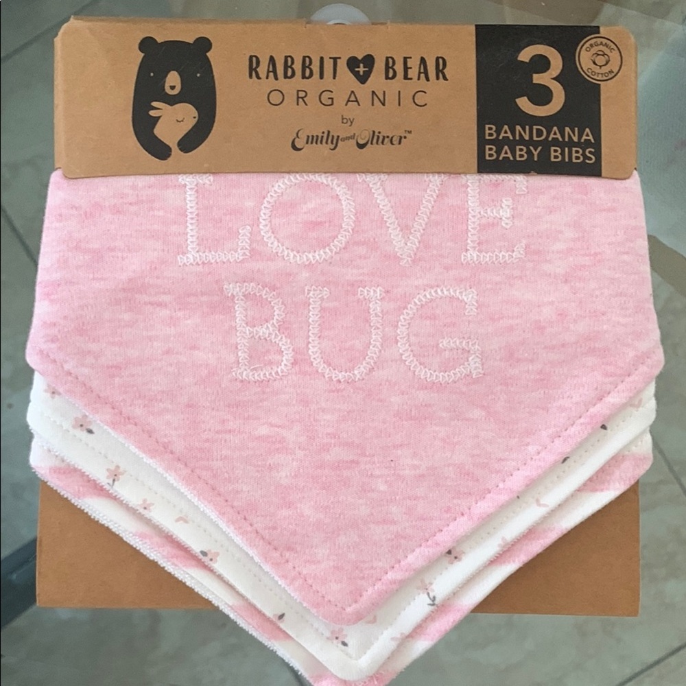 Pink and White organic Bandana Bibs